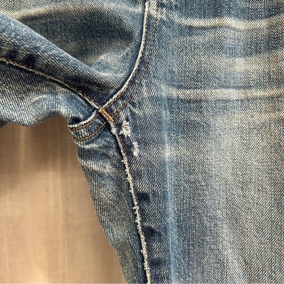 Madewell perfect vintage Jean medium indigo wash distressed raw hem size 25 - Picture 9 of 15
